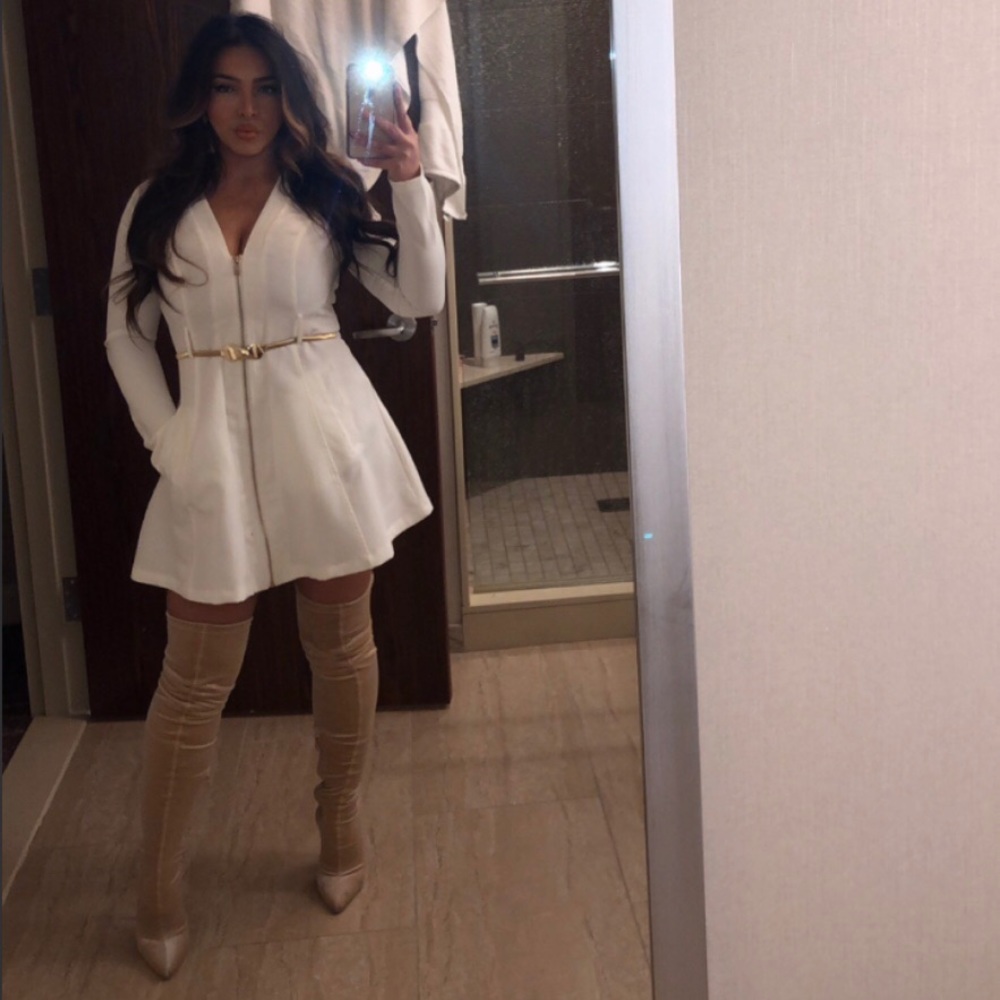 White with gold zipper dress!